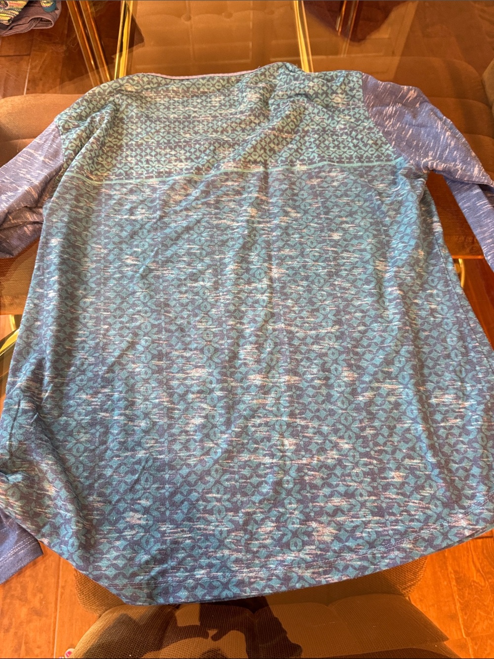Kuhl Teal Patterned Long-Sleeve Notch-Neck Top - Picture 3 of 3